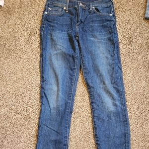 True Religion Womens Blue W24 Stretch Denim Halle Mid Rise Super Skinny Pants.